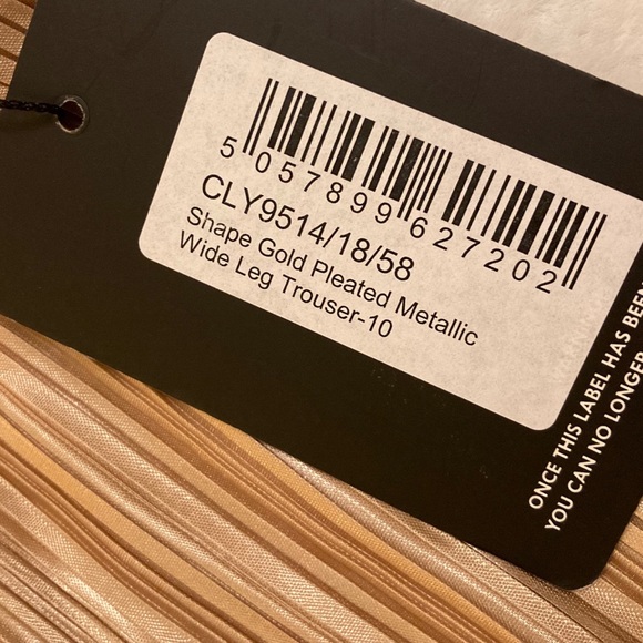 🥂 New with Tags Prettylittlething Gold Pleated Wide Leg Trouser Pants🥂Size 10 - Picture 9 of 9